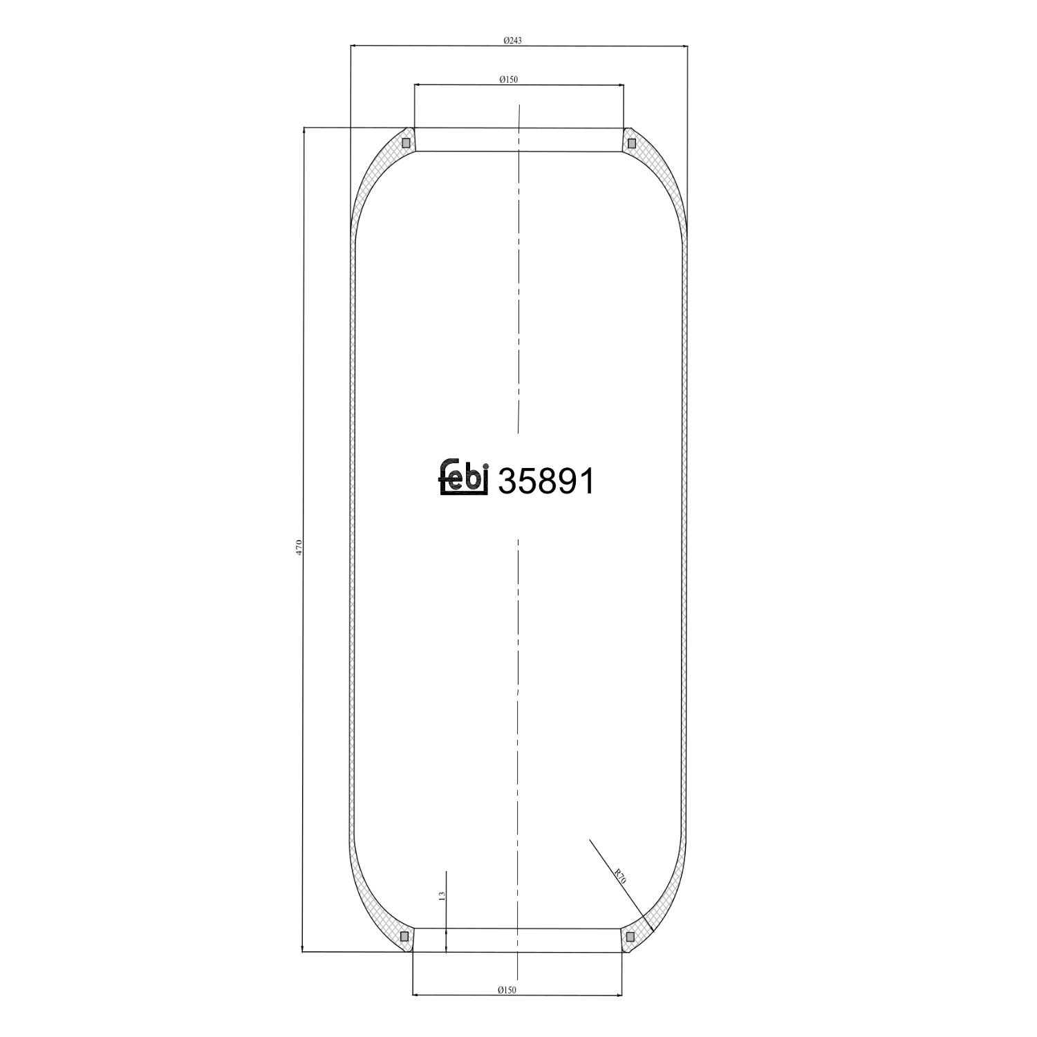 Bolsa neumática del eje 41022620 Iveco